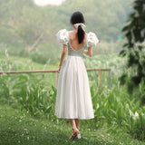 French Light Wedding Dress 2026 New Winter Fasting Small Dress Female Simple White Outdoor Travel Shot Daily Dress HZ0517
