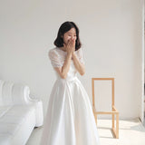 Travel Shooting Simple Light Wedding Dress Sen Is Super Fairy French Thin Retro White Drean Small Dress HZ0517