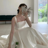 Sexy Sling With Ribbon With A Light Wedding Dress With Simple Tailed French Bridal Lawn Bare Back White Yarn Skirt HZ0517