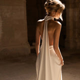 Hanging Neck Light Wedding Dress French Simple Travel White Thin Tail Sexy Welcome 2026 New Super Fairy Go Out Yarn HZ0517