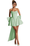 New One-Word Shoulder-To-Shoulder Evening Dress Bow Dress Short Ball Birthday Dress HZ0517