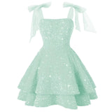 Shiny Liangli Short Back School Festival Dress 2026 Fine Shoulder Belt Short Ball Dresses Bow Cocktail Dress HZ0517