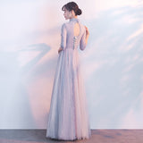 Smoke Gray Chinese Banquet Evening Dress Women 2026 New Summer Annual Meeting Dress Dress Dignified Atmospheric Long HZ0517
