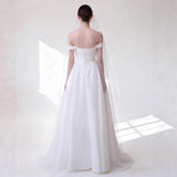 Korean One-Word Shoulder-Light Wedding Dress 2025 New Bride Simple Yarn Super Fairy Temperament Banquet Evening Dress HZ0517