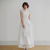 French Light Wedding Dress Bride Morning Robe Girl Shoots Out Yarn Vintage Lace Engagement Dress Registration Small White Dress HZ0517