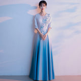Grand Choir Performance Dress Female Dress Student Host Conducts Evening Dress National Wind Gradually Red Song Competition Costume HZ0517