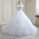 2026 New Word Shoulder Slim Body-And-T-And-Tail Wedding Dress Large-Size Simple Wedding Dress HZ0517