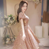 Slid Dress 2026 New French Bubble Sleeve Light Banquet Dress Choir Performance Suit HZ0517