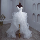 The New Front And Short Long And Light Wedding Bridal Temperament Simple Super Fairy Dream Travel Shoot Out Yarn Depth V Sexy Dress HZ0517