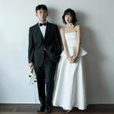 French Brated Light Wedding Dress Bridal High-End Simple Densate Certificate Registration Small White Dress Engagement White Dress HZ0517