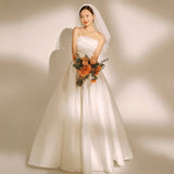 Korean Light Wedding Dress 2026 New Bridal Travel Simple Temperament Wedding Welcome To Go Out To Shoot Wedding Wedding HZ0517