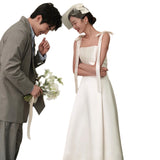 French Slings Light Wedding Dress Small Bride Simple Densoodle Certificate Registration Small White Dress Engagement Small Dress Daily HZ0517