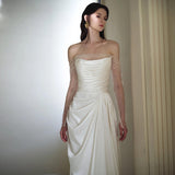 French Light Wedding Dress Bride Wipes The Heart Of The Super Fairy Shoulder Long Sleeve White Engagement Dress Dress HZ0517