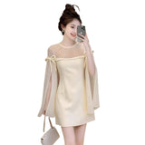 French Light Luxury Temperament Mesh Splicing Dress Women 2026 Summer New Elegant Waist Dress Dress Dress HZ0517