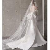 The Fastern Wedding Dress French White Skinny Chest Small Tail Simple Bride Wedding Bow Yarn HZ0517