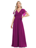 Evening Dress 2026 New Sexy Body Repair V-Neck Chiffon Dress Women's Party Bridesmaid Dress HZ0517