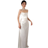 French-Style Linden Light Wedding Dress Bride Simple White Tectory Bosom Line Welcome Yarn Banquet Fishtail Dress Dress HZ0517