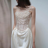 2026 French Brading Evening Dress Bridal Small Extravagant Fascirepe Go Out Yarn Heavy Industry Pearl Light Wedding Dress Dress Dress HZ0517
