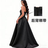 Black Breast-Plated Solid Color Long Evening Dress 2026 New Travel Shot Wedding Dress Small Black Dress HZ0517