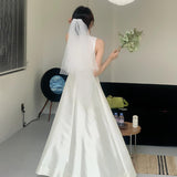 Sing Noodles Light Wedding Dress Small Simple License Registration Daily Small White Dress Temperament Engagement Welcome Out Of The House Dress HZ0517