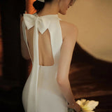 Light Wedding Dress 2026 Spring New Temperament Thin White Simple Welcome Dingy Evening Dress HZ0517