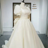 French Main Wedding Dress 2026 Spring New Bridal Temperament Simple Mori Super Fairy Princess Wind Tail Wedding Dress HZ0517