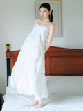 French Morning Robe Female Bride High Sense Of The Dress With A Touch Of A Smiley Dress With Light Wedding Dress With Light Luxury Yarn Engagement White Breast-Wearing Dress HZ0517