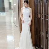 Light Wedding Dress 2026 New Bridal Faucian Faucian Yarn Retro Hepburn Dress Dress HZ0517