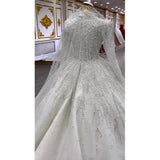 Long-Sleeved Heavy Industry Bridal Wedding Dress Luxury Tailed Wedding Dress Pony Skirt High Sense Of Light Luxury HZ0517