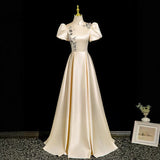 New Champagne-Colored New Chinese Style Improved Cheongsam Toasting Stage Choir Performance Dress Female Dress HZ0517