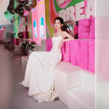 French Light Wedding Dress Bride Simple Breast-Shape With Demeanor Super Fairyen Beauty Bride Go Out To Yarn Welcome Wedding Dress HZ0517