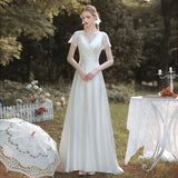 French-Style Silk Dress 2026 New Bridal Simple V-Neck Card Small White Dress Lace Welcome Dress HZ0517