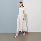 White One-Liner Dress Dress 2026 Winter New Birthday Party Party Party Party Dress Small White Dress HZ0517