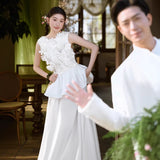 Morning Robe Bride Married Go Out Of The Sison Super Fairy Landscape Travel Studio Theme Wedding Dress HZ0517