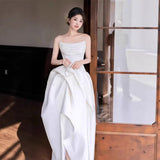 French Bra-Tmeared And Light Wedding Dress Bride Simple Niche Yarn Simple Senny White Engagement Dress Dress HZ0517