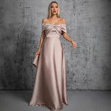 One-Word Shoulder Banquet Evening Dress 2026 New Fashion Temperament Elegant Dress Fashion Dress HZ0517