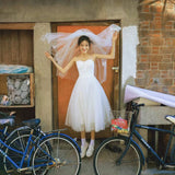 Suspension Light Wedding Dress French Retro Bride Wedding Engagement Dress Dress Daily Small Man Certificate Registration Small White Dress HZ0517