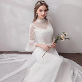 French Wedding Dress 2026 New Small Retro Bride Sen Family Travel Light Wedding Dress Long Sleeves To Welcome Wedding Dress HZ0517