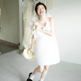 Light Wedding Dress New French Style Densate Bras Short Small Man Go Out Yarn Registration Small White Dress HZ0517