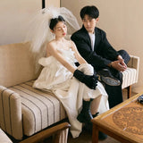 French-Style Fascling Light Wedding Dress New White Sling Dress Wedding Dress HZ0517