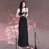 Liu Shi Poetry The Same Evening Dress Woman 2026 New Feeling Black Banquet Host Performance Dress Can Usually Wear HZ0517