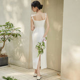 French-Style Sling Sling Bridal Bridal Bridal Registration Certificate Go Out Light Wedding Banquet Birthday Temperament Evening Dress White Dress HZ0517