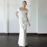 High-End Feeld With The Dingy Dress 2026 New Word-On-Faced White Simple Niche Temperament Welcome Yarn Dress HZ0517