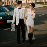 Certificate Registration Light Wedding Dress 2026 New Word Shoulder Short Small Man Morning Robe Travel Small White Dress HZ0517