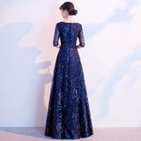 Art Exam Evening Dress Blue Female High-End Temperament High-End Host Red Song Chorus Performance Costume Adult Dress HZ0517