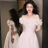 French Word Shoulder Dress 2026 New Bride Wedding White License Light Wedding Dress HZ0517