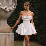 Solid Color Brading Evening Dress Small Short Party Birthday Repair Sexy Light Wedding Dress Dress Dress HZ0517