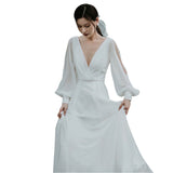 Sen Family Light Wedding Dress 2026 Spring New Bride Large Size Cover Arm Super Fairy Thin Brigade Long Sleeve Out Of The Yarn Woman HZ0517