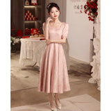 Pink Toast Dress Bride Wedding Wedding Wedding Wedding Dress Back Door Engagement Dress Women Spring Dress French Long HZ0517