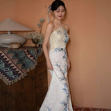 New Chinese Style Cheongsam Evening Dress Dress High-End Luxury Women's Morning Robe Bridal Banquet Toast Fish Tail Light Wedding Dress HZ0517